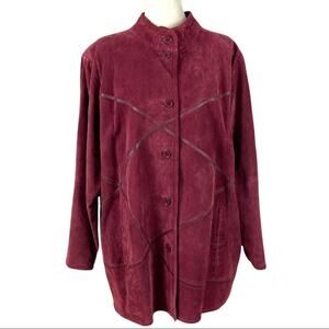 Linea by Louis Dell'Olio 100% Suede & Leather Cross Stitching Jacket Boho SZ 1X